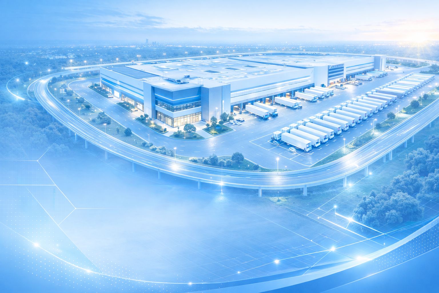 Estrutura logística em escala representando a frente Enterprise da Tauryon